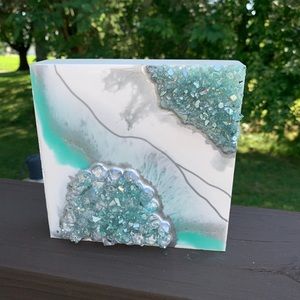 Resin Geode shelf sitter art 6”